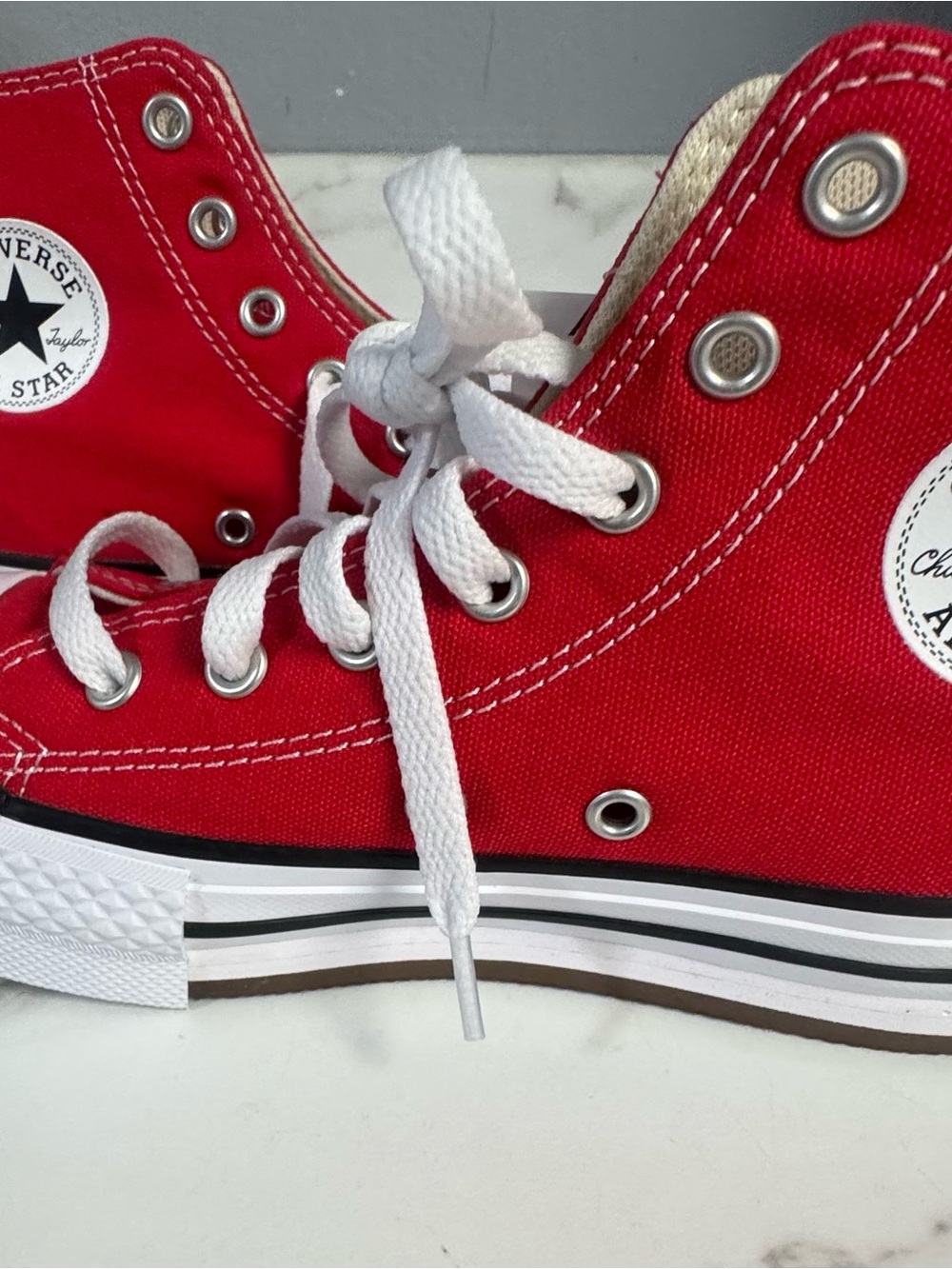 Converse Red Kids' High Top Sneakers with White Laces